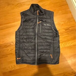 Vineyard Vines Dark Gray Puffer Vest with Orange Accents